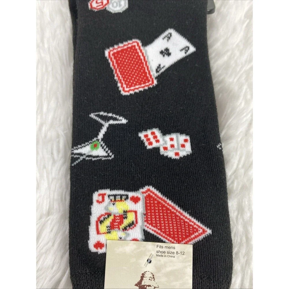 Panama Jack Novelty Socks Men's Martini Gambler 2 Pack Black Charcoal Shoe 8-12